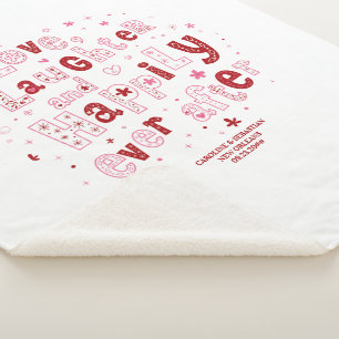 Love Laughter Happily Ever Personalized Wedding Sherpa Blanket