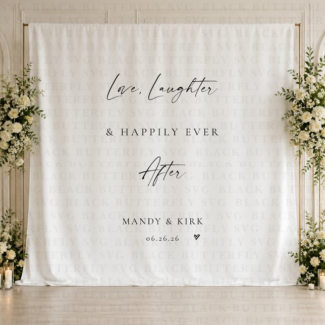 Love Laughter Happily Ever Wedding Backdrop Banner (wedding backdrop
)
