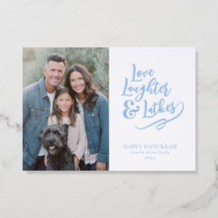 Love Laughter Latkes Hanukkah Letterpress Photo Cards
