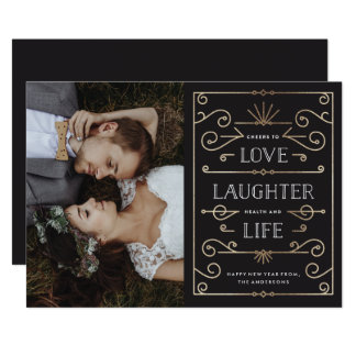 Love Laughter Life New Year Holiday Photo Card