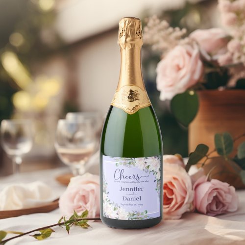 Love Laughter Pink Peony Lavender Wedding Toast Sparkling Wine Label