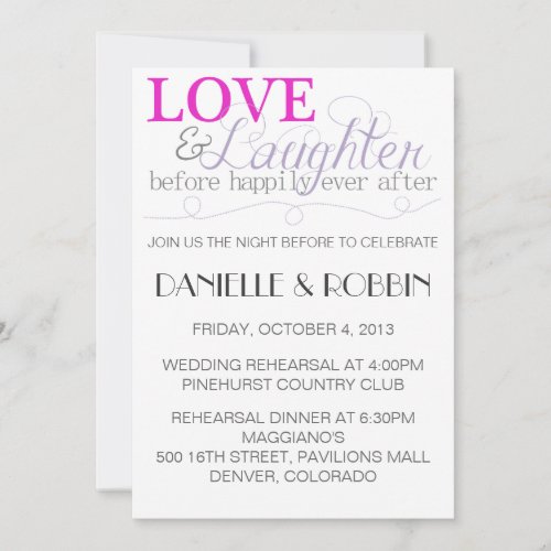 Love &amp; Laughter Rehearsal Invitation