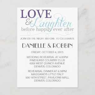 Love & Laughter Rehearsal Invitation Postcard