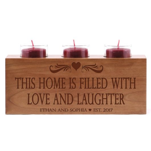 Love & Laughter Wedding Anniversary Candle Holder (Front)