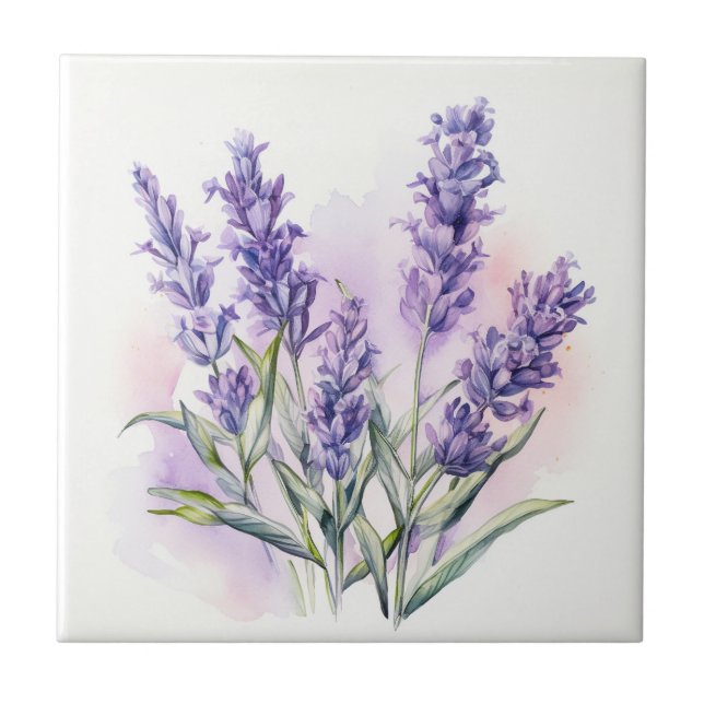 Love Lavender flowers Ceramic Tile (Front)