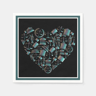 Love Law - Minimalist Lunar Green Heart Napkins