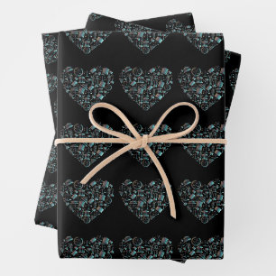 Love Law - Minimalist Lunar Green Heart Wrapping Paper Sheets