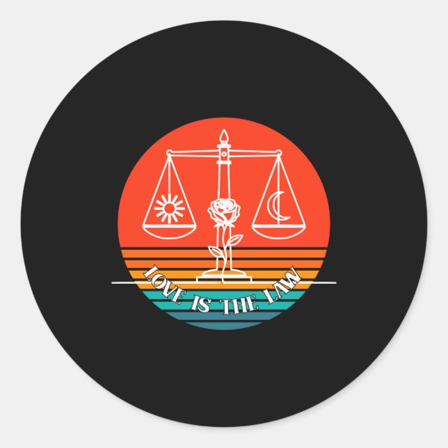 Love Law Retro  Classic Round Sticker (Front)