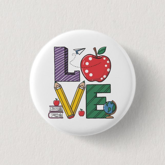 Love learning Beautiful Back to School Button (Front)