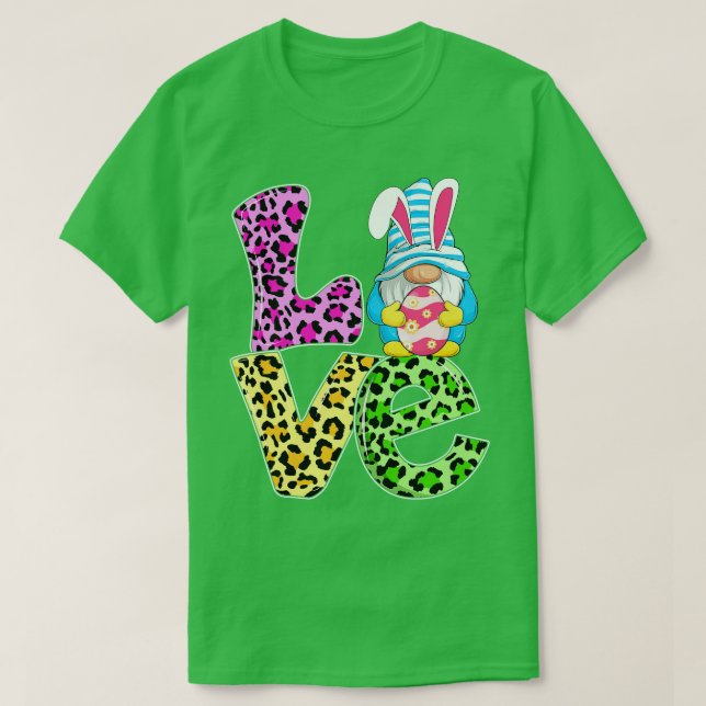 LOVE Leopard Easter Gnome Kids Toddles Easter Eggs T-Shirt (Design Front)