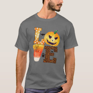 LOVE Leopard Funny Pumpkin Candy Corn Happy Hallow T-Shirt