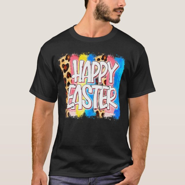 Love Leopard, Happy Easter Bunny Ears T-Shirt (Front)