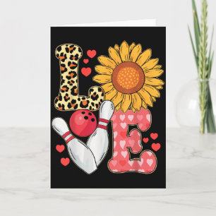 Love Leopard Sunflower Bowling Valentine Bowling P Card