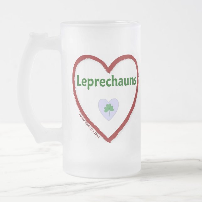 Love Leprechauns Frosted Glass Beer Mug (Left)