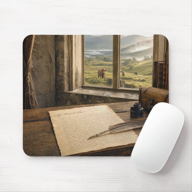 Love Letter and Quill Pen Mouse Pad (With Mouse)