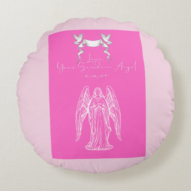 Love Letter Design - Love, Your Guardian Angelxxoo Round Pillow (Front)