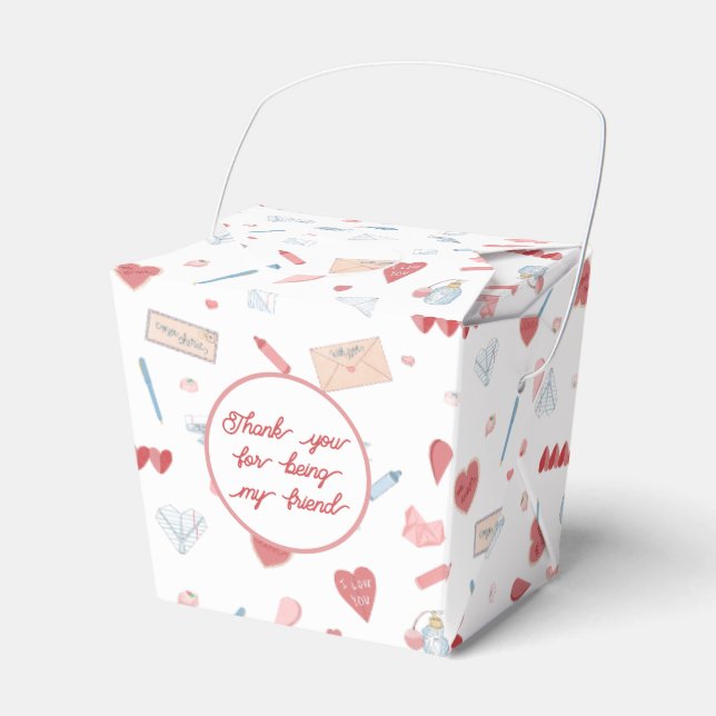 Love Letter Love Notes Valentines Party Treat Favor Boxes (Front Side)