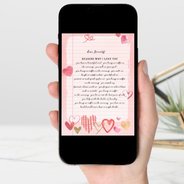 Love Letter | Reasons I Love You Valentine's Day Card (Front Digital)
