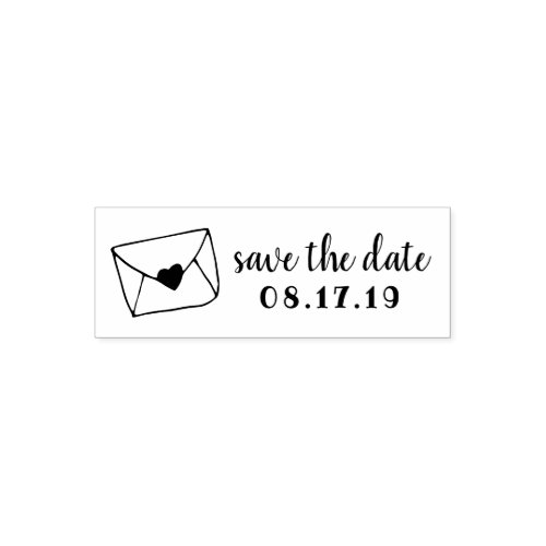 Love Letter Sealed Heart Envelope Save the Date Self_inking Stamp