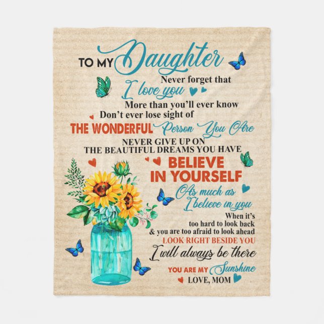 Love Letter To My Daughter From Mom Birthday Gift Fleece Blanket (Front)