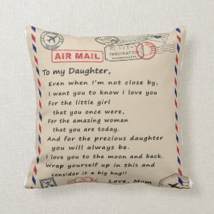 Love Letter To My Daughter From Mom Birthday Gift Throw Pillow