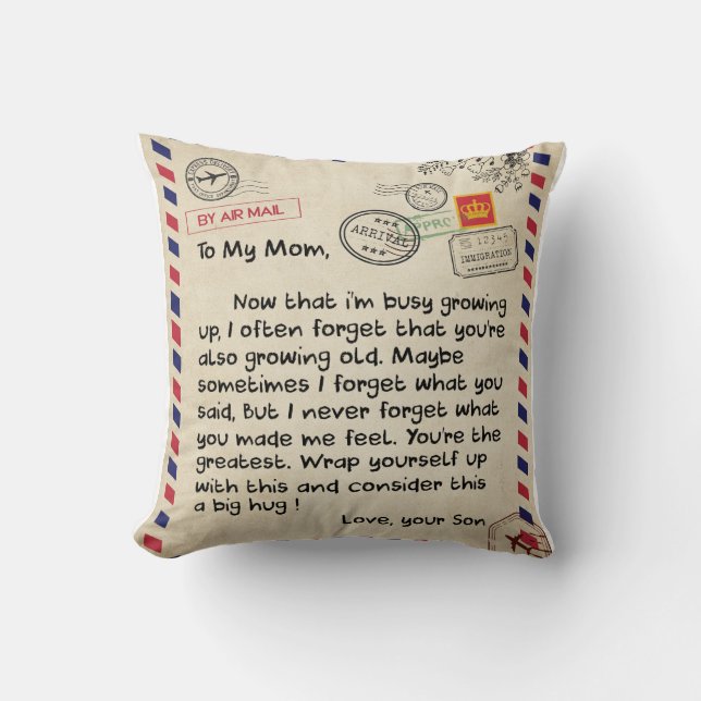 Love Letter To My Mom From Son Mother's Day Gift Throw Pillow (Front)