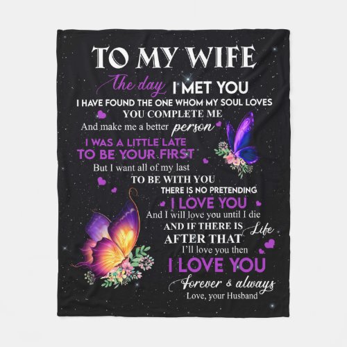 Love Letter To My Wife From Husband Valentine Day Fleece Blanket