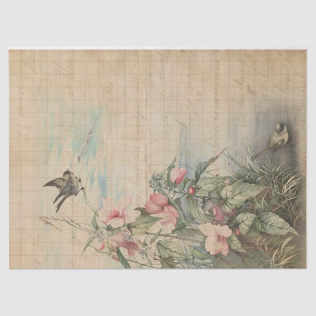 Love Letter with Hibiscus Decoupage | Tissue Paper (Front)