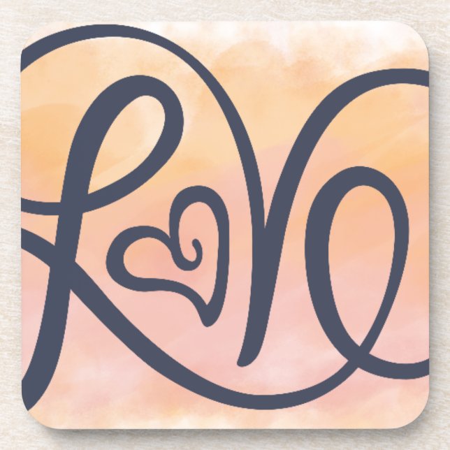 Love Lettering Beverage Coaster (Front)