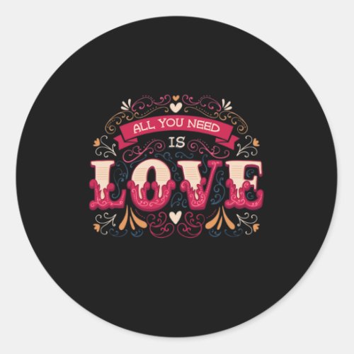 love lettering in vintage style classic round sticker
