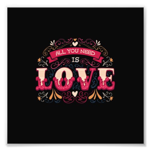 love lettering in vintage style photo print