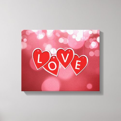 Love Lettering Red Hearts Canvas Print