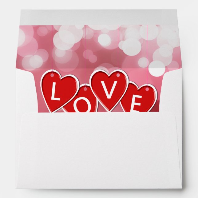 Love Lettering Red Hearts Envelope (Back (Bottom))