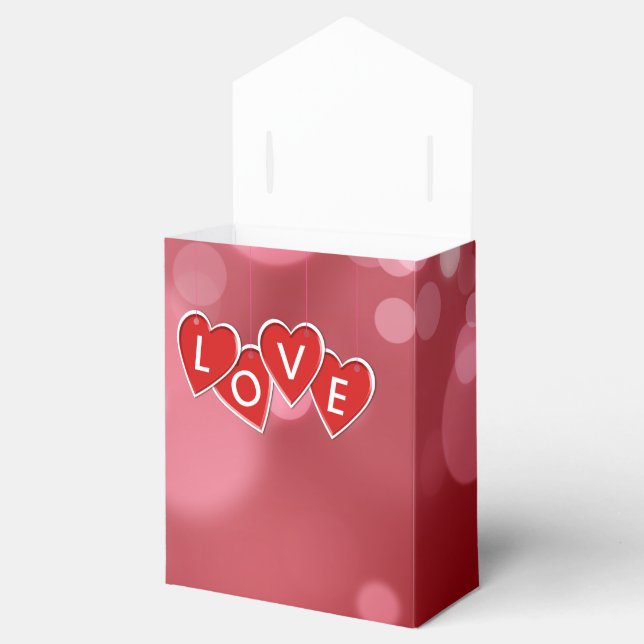 Love Lettering Red Hearts Favor Boxes (Opened)