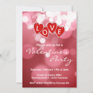 Love Lettering Red Hearts Invitation