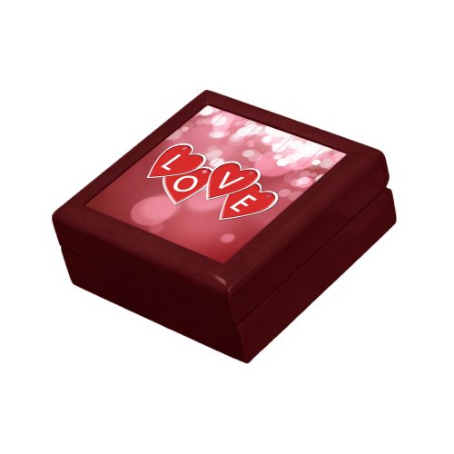 Love Lettering Red Hearts Keepsake Box