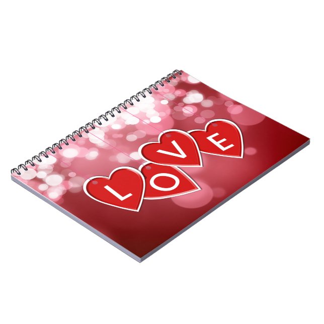 Love Lettering Red Hearts Notebook (Left Side)