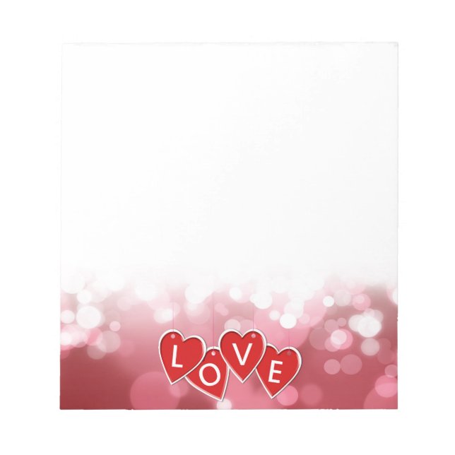 Love Lettering Red Hearts Notepad (Front)