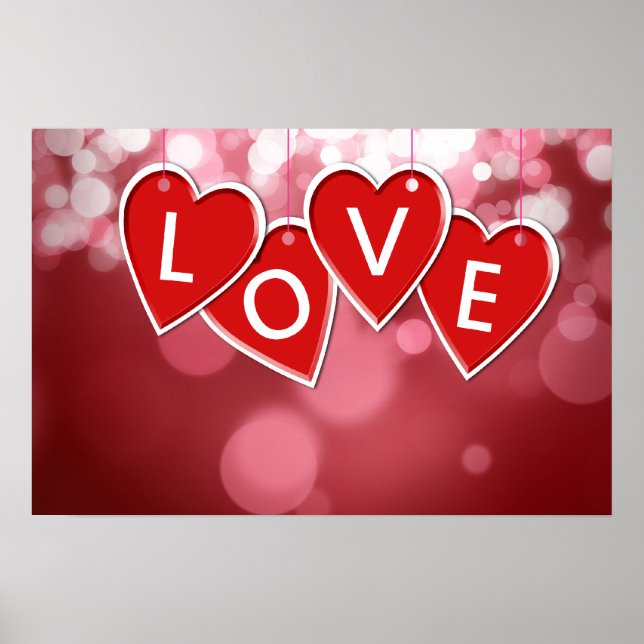 Love Lettering Red Hearts Poster (Front)