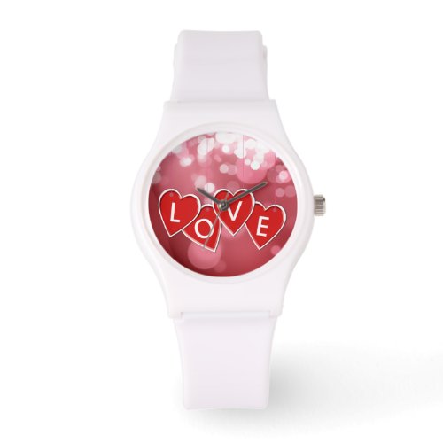 Love Lettering Red Hearts Watch