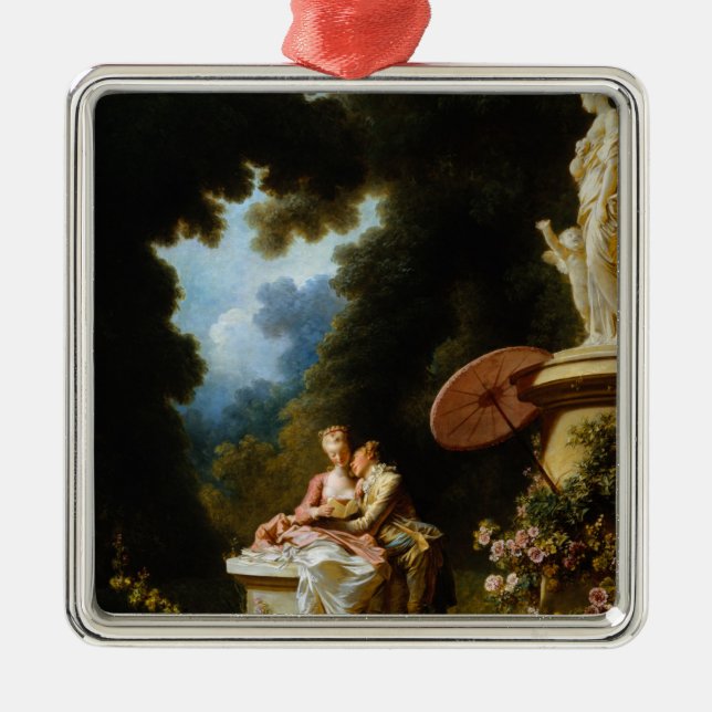 Love Letters by Jean Honore Fragonard Metal Ornament (Front)