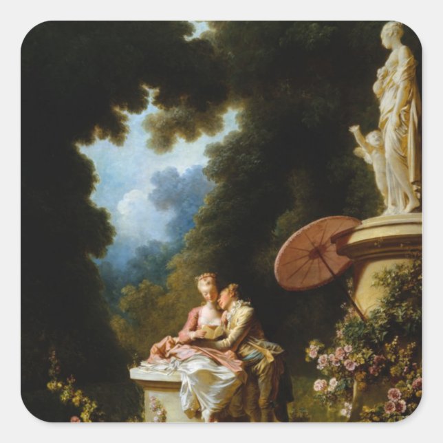 Love Letters by Jean Honore Fragonard Square Sticker (Front)
