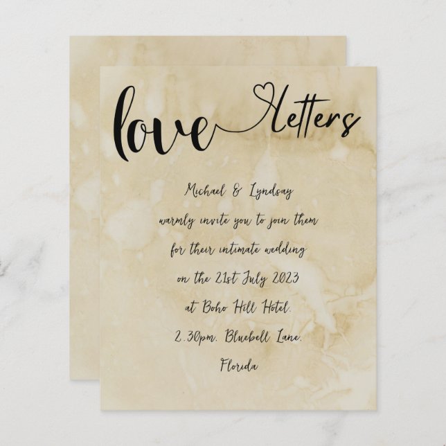 Love Letters Handwritten Vintage Themed Wedding (Front/Back)