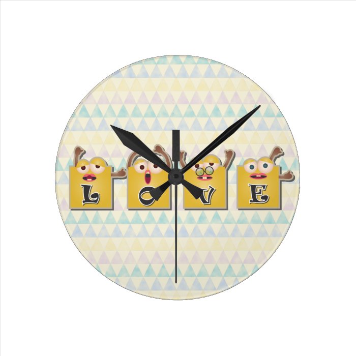 LOVE Letters in Cartoon Boxes Wall Clocks