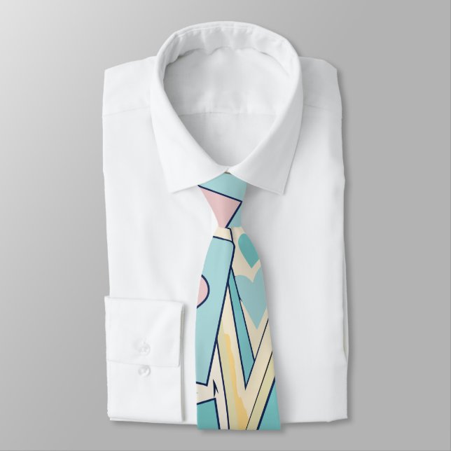 Love Letters Pastel Custom Pattern Neck Tie (Tied)