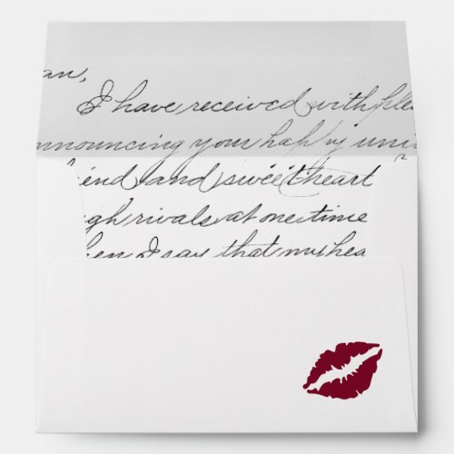 Love Letters Script and Lipstick Kiss Envelope