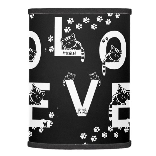 Love Letters Sleeping Cat Graphics and Paw Prints Lamp Shade