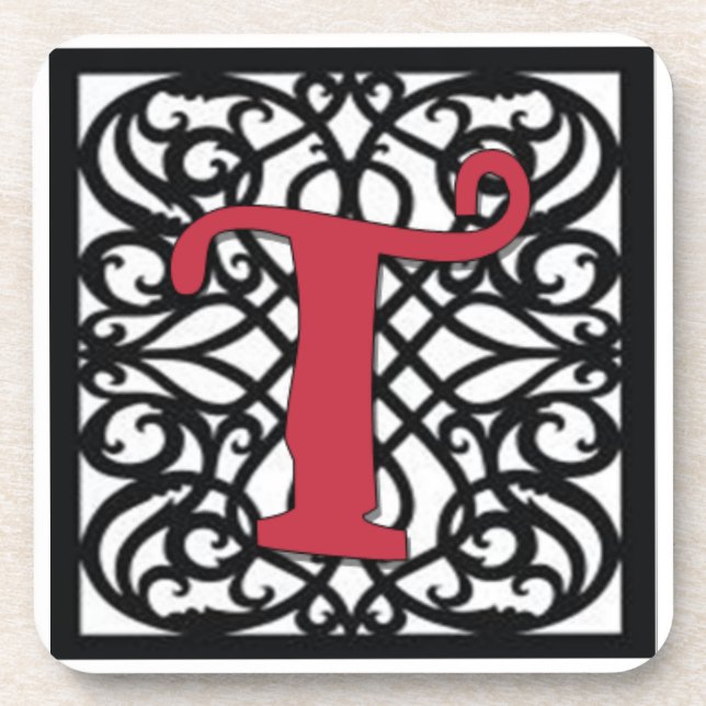 Love Letters "T"  Beverage Coaster (Front)