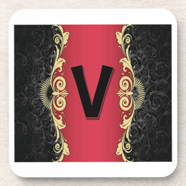Love Letters "V"  Beverage Coaster (Front)