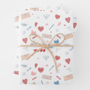 Love Letters Valentine Stationery Valetines Day Wrapping Paper Sheets